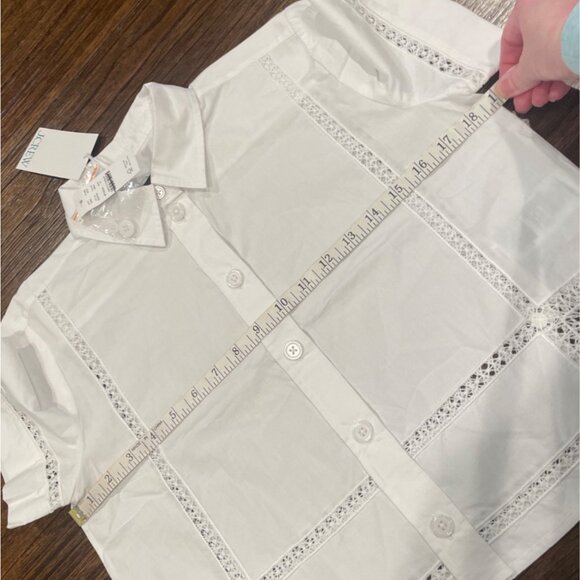 NWT J.Crew Women's Sz 0 White Gamine Eyelet-Trim Shirt Cotton Embroidered CK076 - Picture 5 of 8